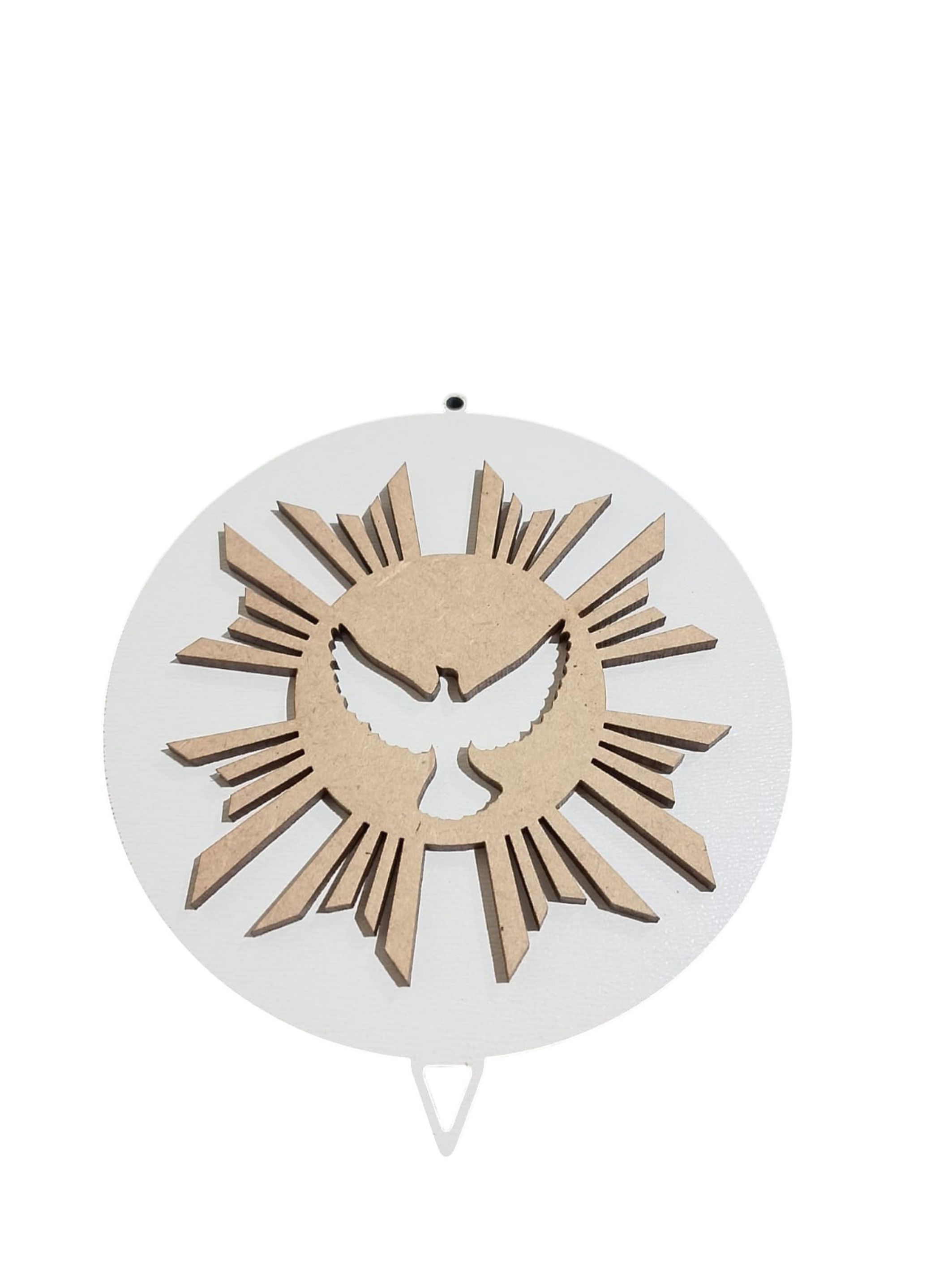 CÓD-RE51 PLACA MOLDURA ESCAPULÁRIO ESPÍRITO SANTO PARA PORTA MDF CRU COM BRANCO