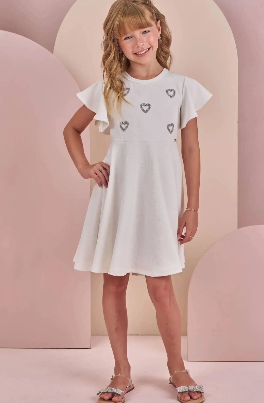 Vestido jacquard coração off