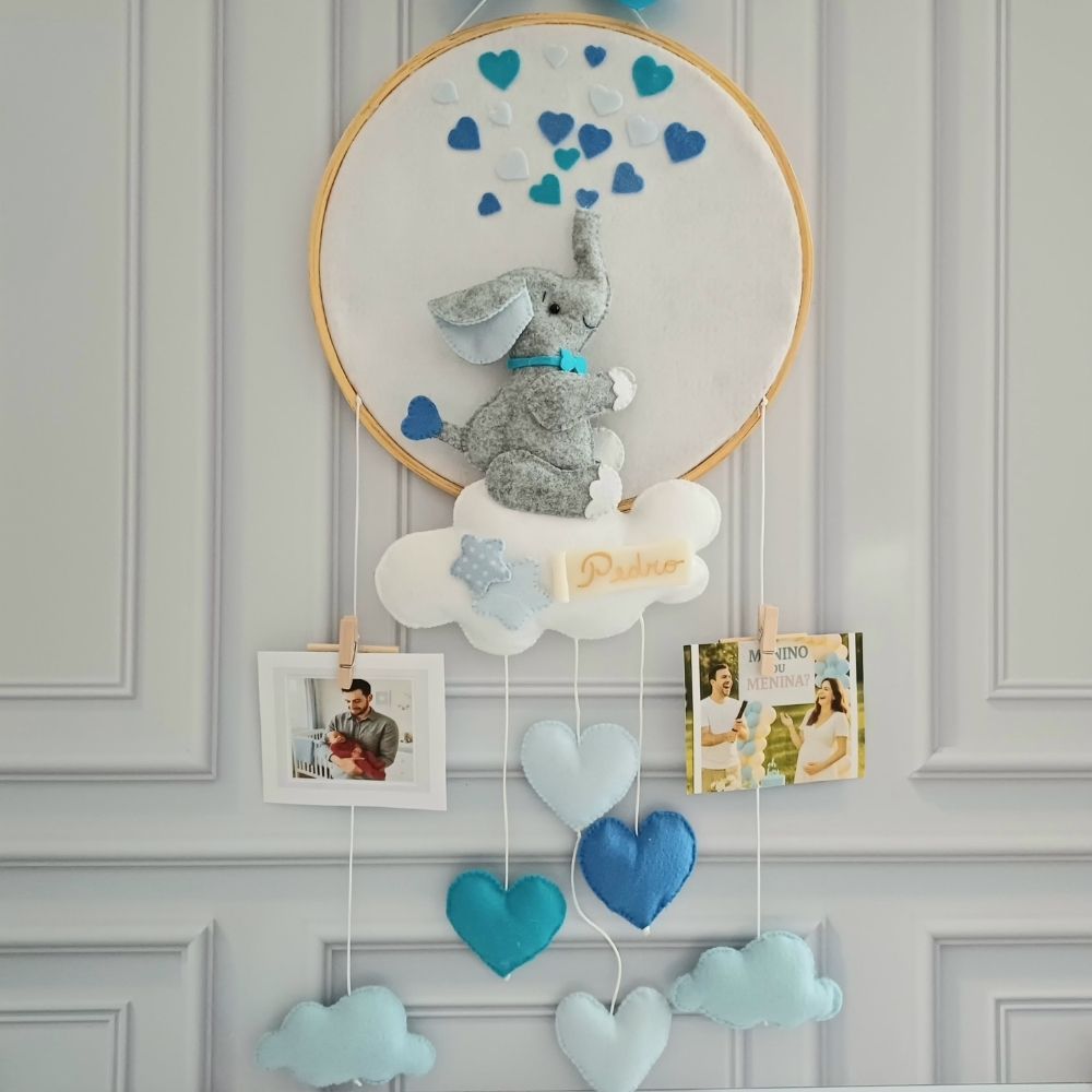 Móbile Porta-Foto Flutuante Elefantinho