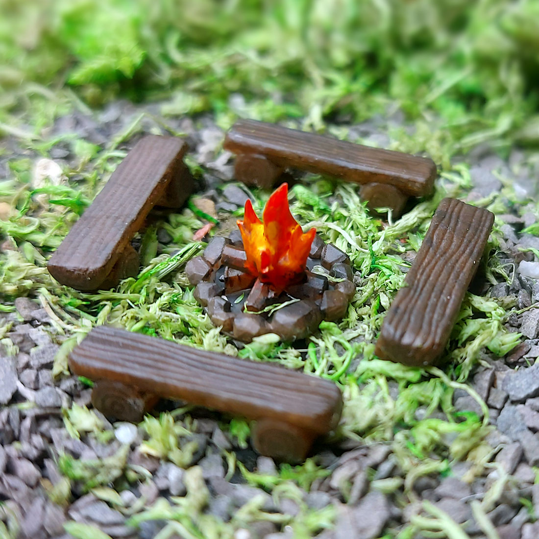 Kit fogueira e bancos de tora - 1:87