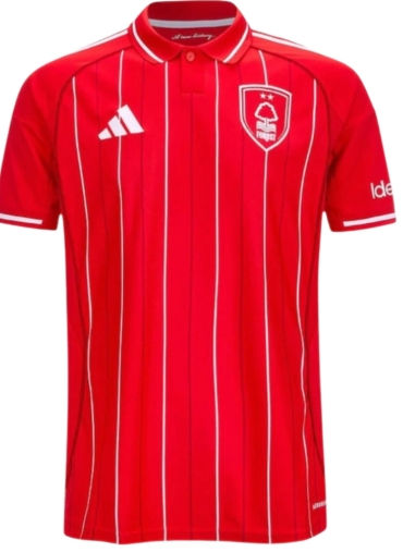 Camisa Nottingham Forest 25/26 - Torcedor Masculina Adidas - Vermelha com listras brancas