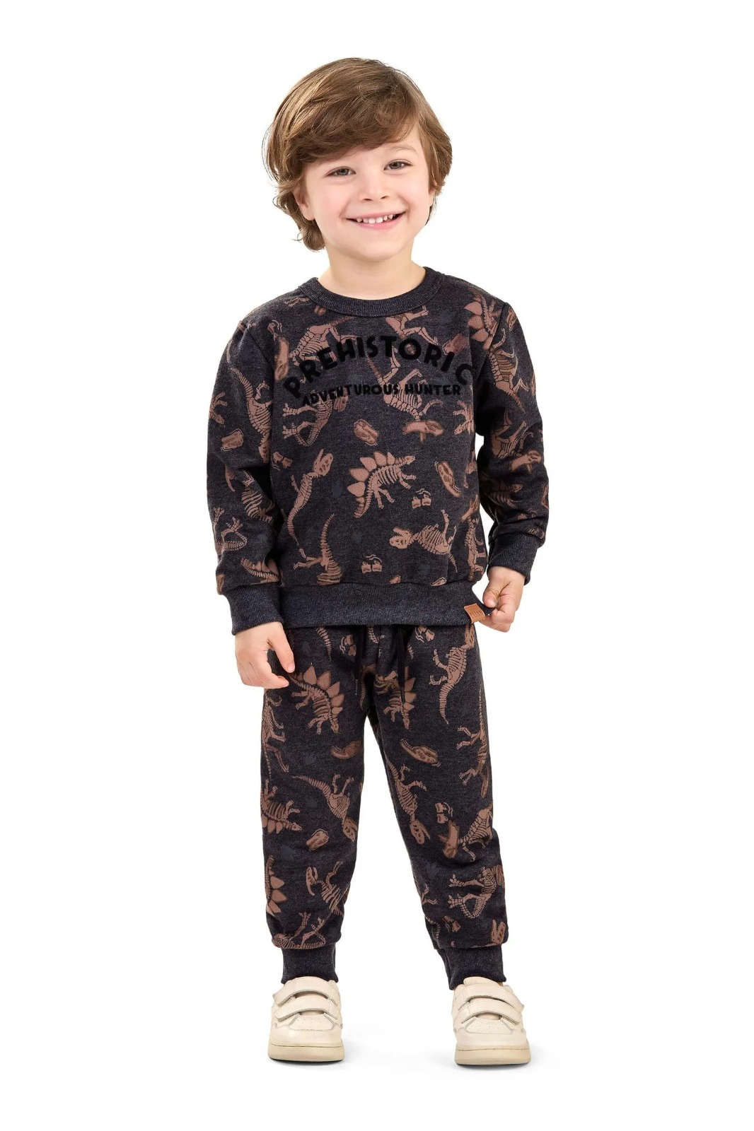 Conjunto Infantil Menino Moletom Dinossauros Elian Preto