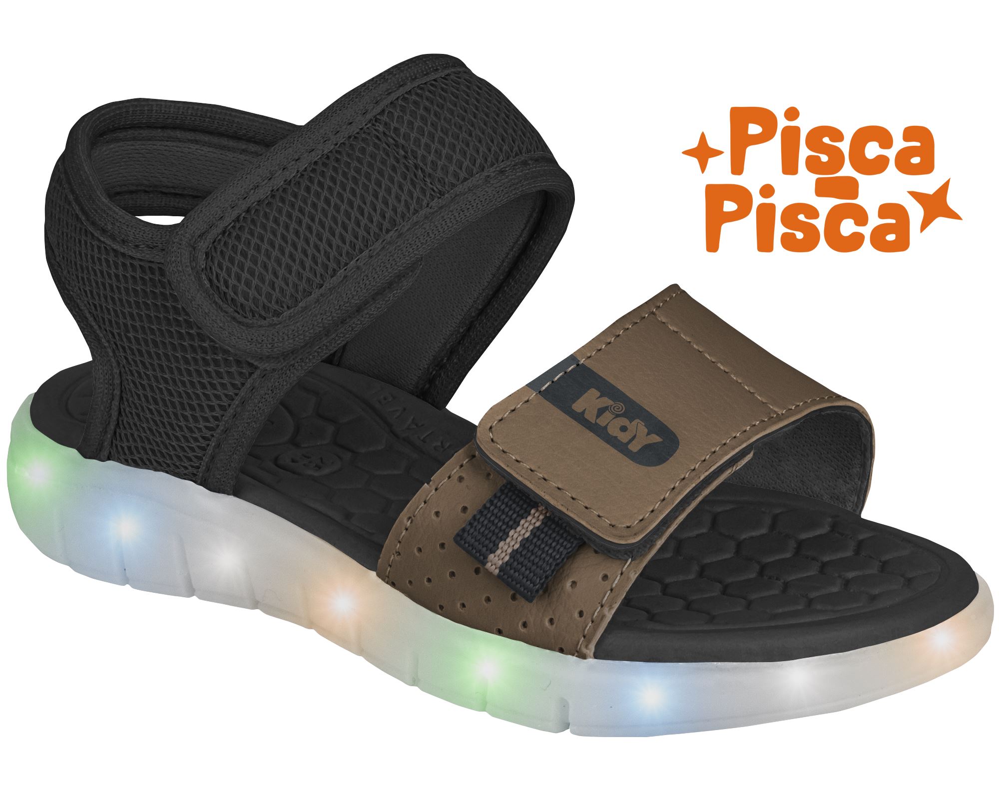 SANDALIA WAVE LIGHT PRETO/CAQUI KIDY