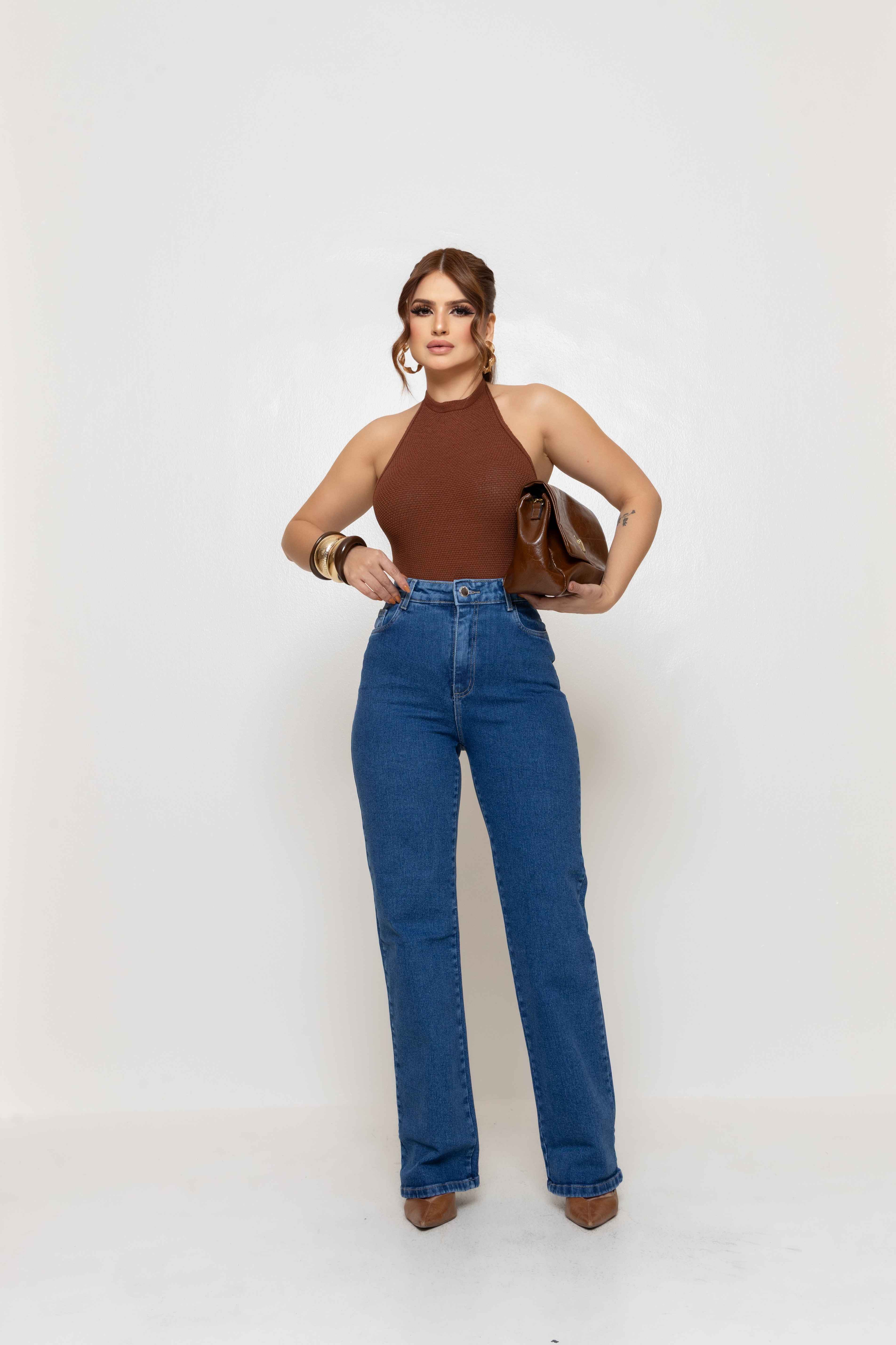 Calça Cargo com Bolso Exclamativa Jeans