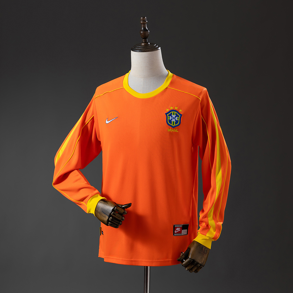 Camisa Brasil Retrô Manga Longa Goleiro Laranja 1998