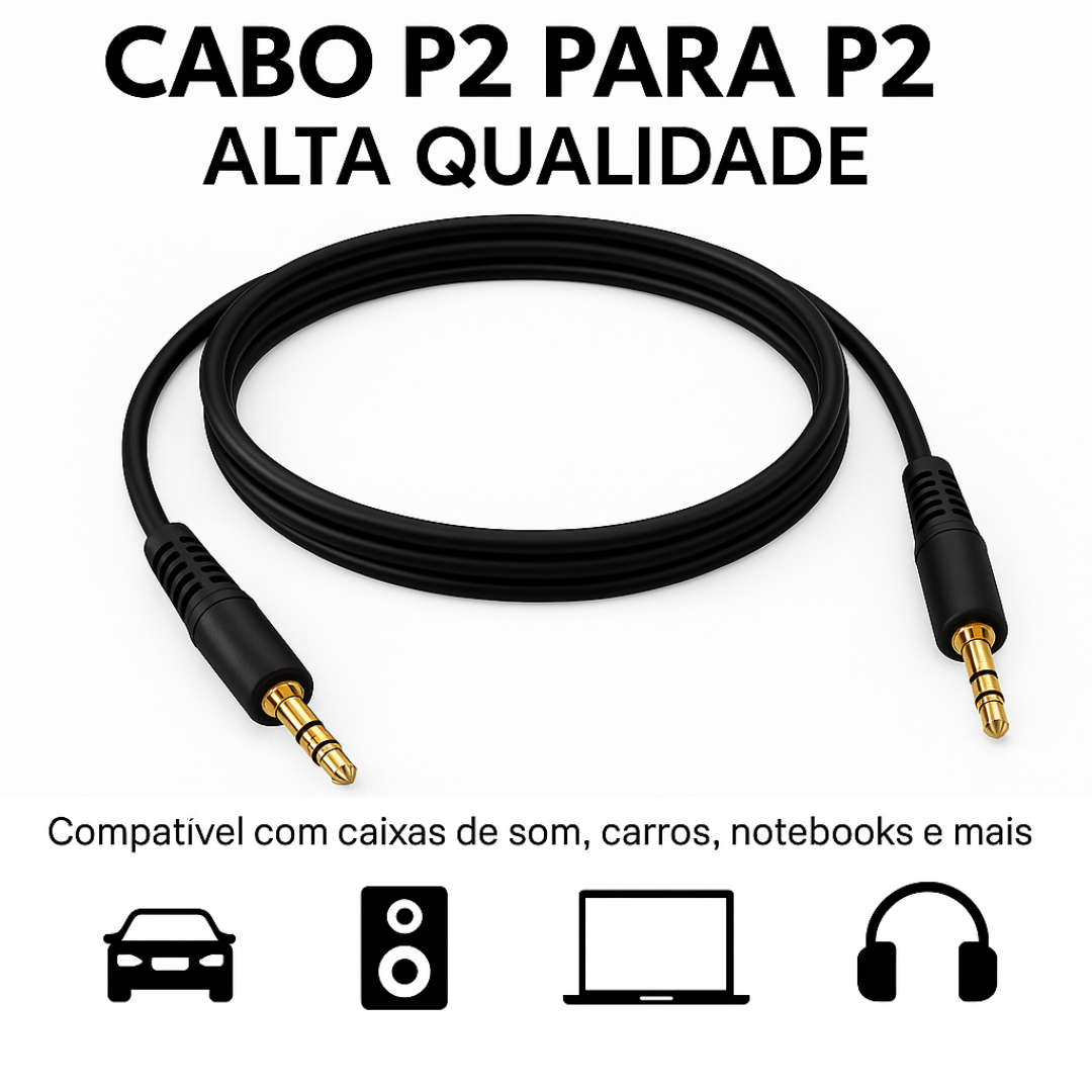 Cabo P2 para P2 Alta Qualidade 1,5 Metros