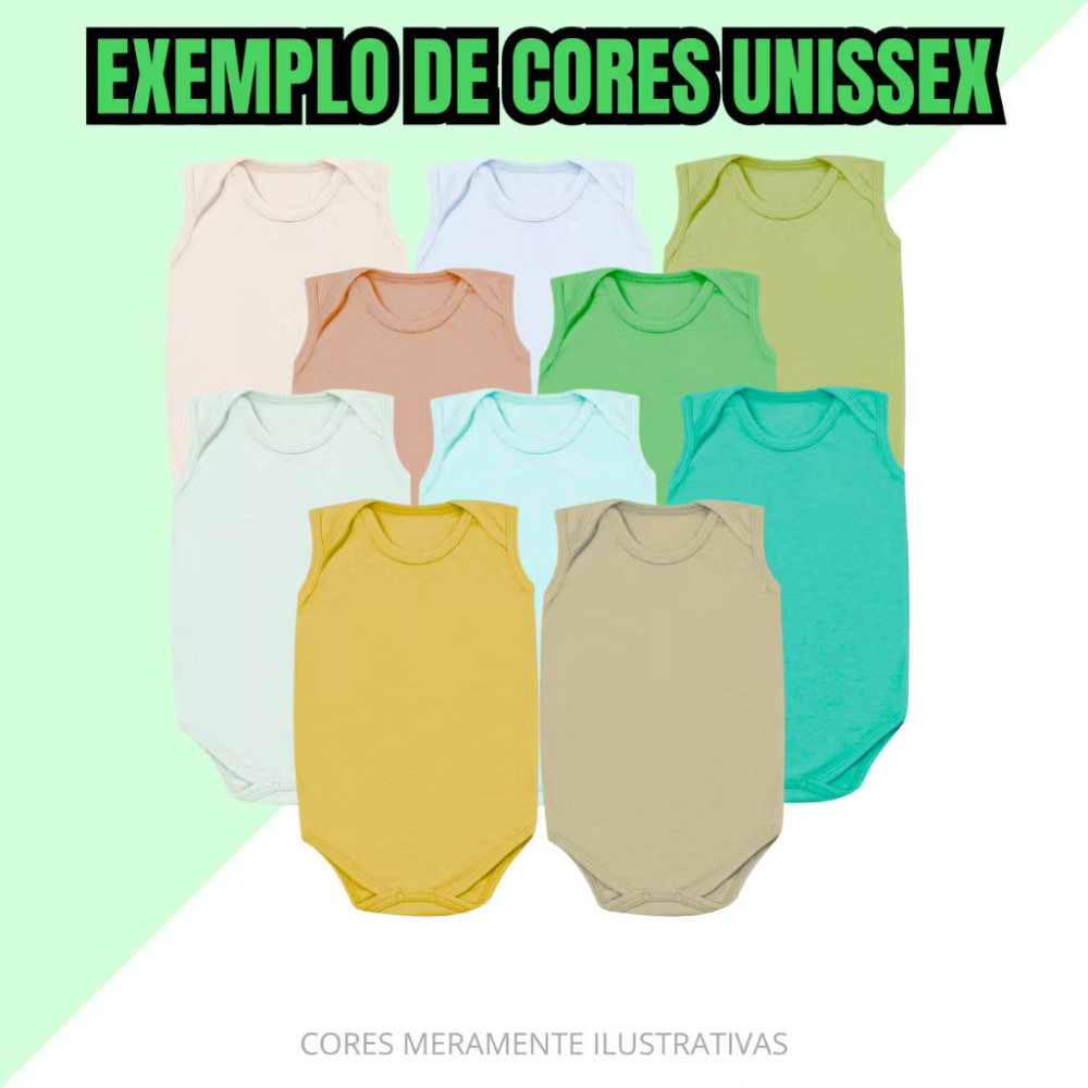 Kit 10 Body Regata Sem Manga Liso Infantil Bebê Menino Menina
