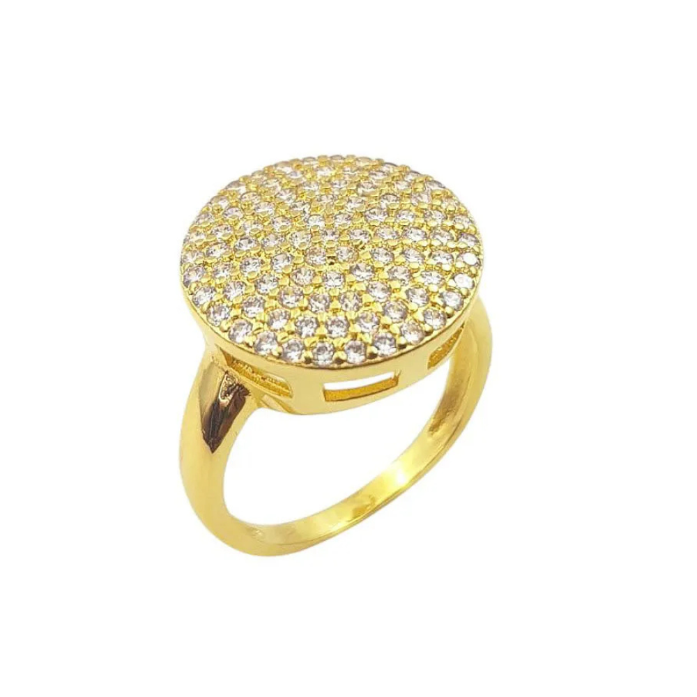 Anel Chuveiro Zircônia Cristal Banhado em Ouro 18K