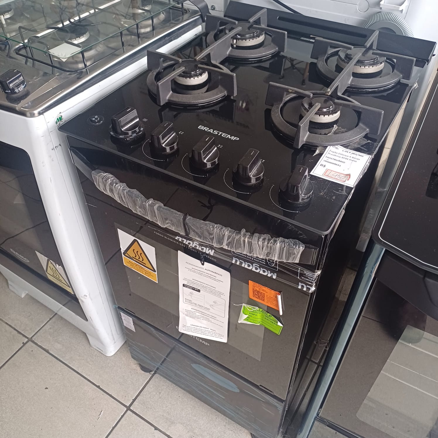 Fogão Elétrico 4 Bocas Brastemp Mesa de Vidro Preto