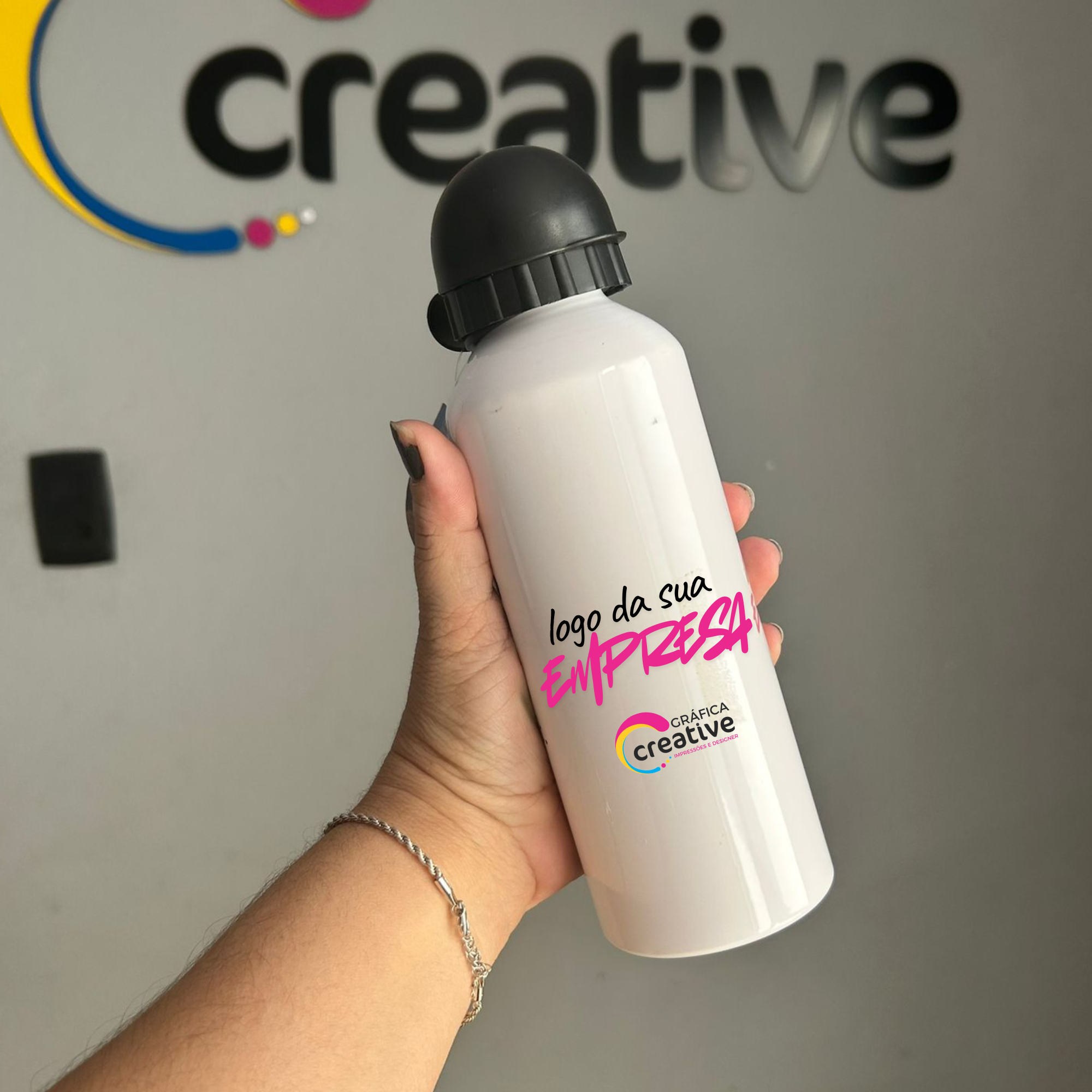 Garrafinha Squeeze de Alumínio - Personalizada -Kit com 10 unidades