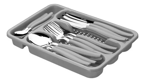 Faqueiro 25pcs Aço Inox com Gaveiro Cinza - Vista Home