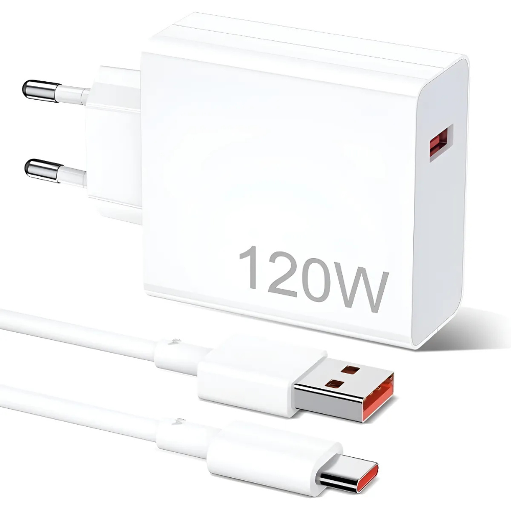 Carregador Celular Turbo 120w Para Poco Redmi Xiaomi + Cabo Branco