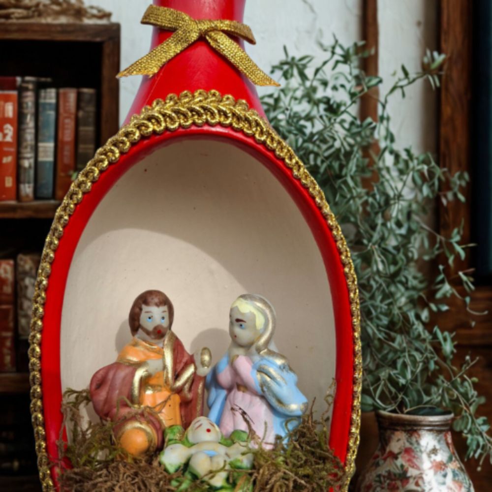 Presépio Artesanal Garrafa Cerâmica Decoração Natalina