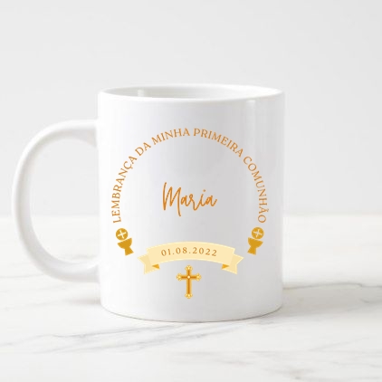 Caneca Lembrança Primeira Comunhão Personalizada - Batismo Presente