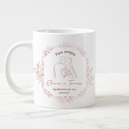 Caneca Lembrancinha Casamento Personalizada - Presente Padrinhos e Convidados - Desenho Sketch