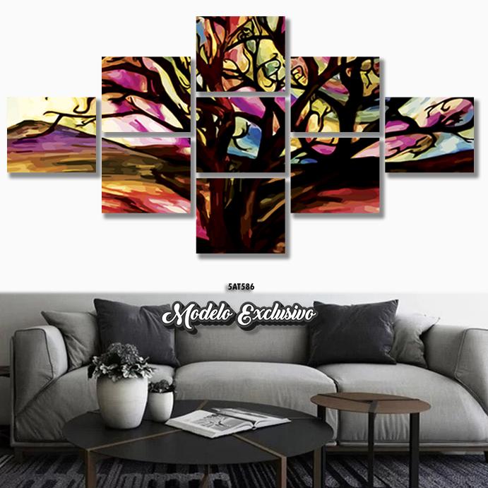 Quadro Decorativo Árvore Colorida Aquarela  Mod.1