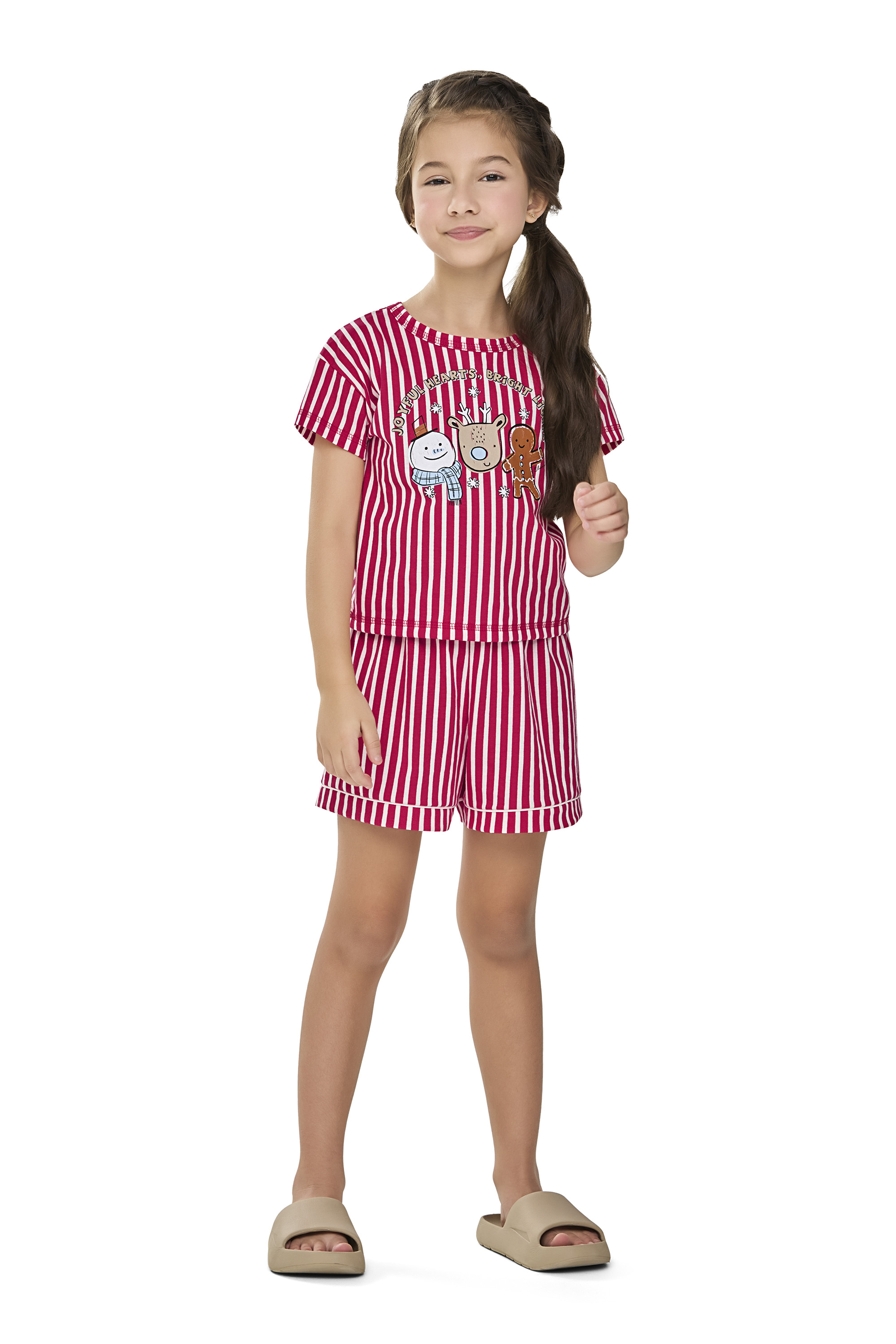 Pijama Infantil com Blusa e Short em Meia Malha Estampada