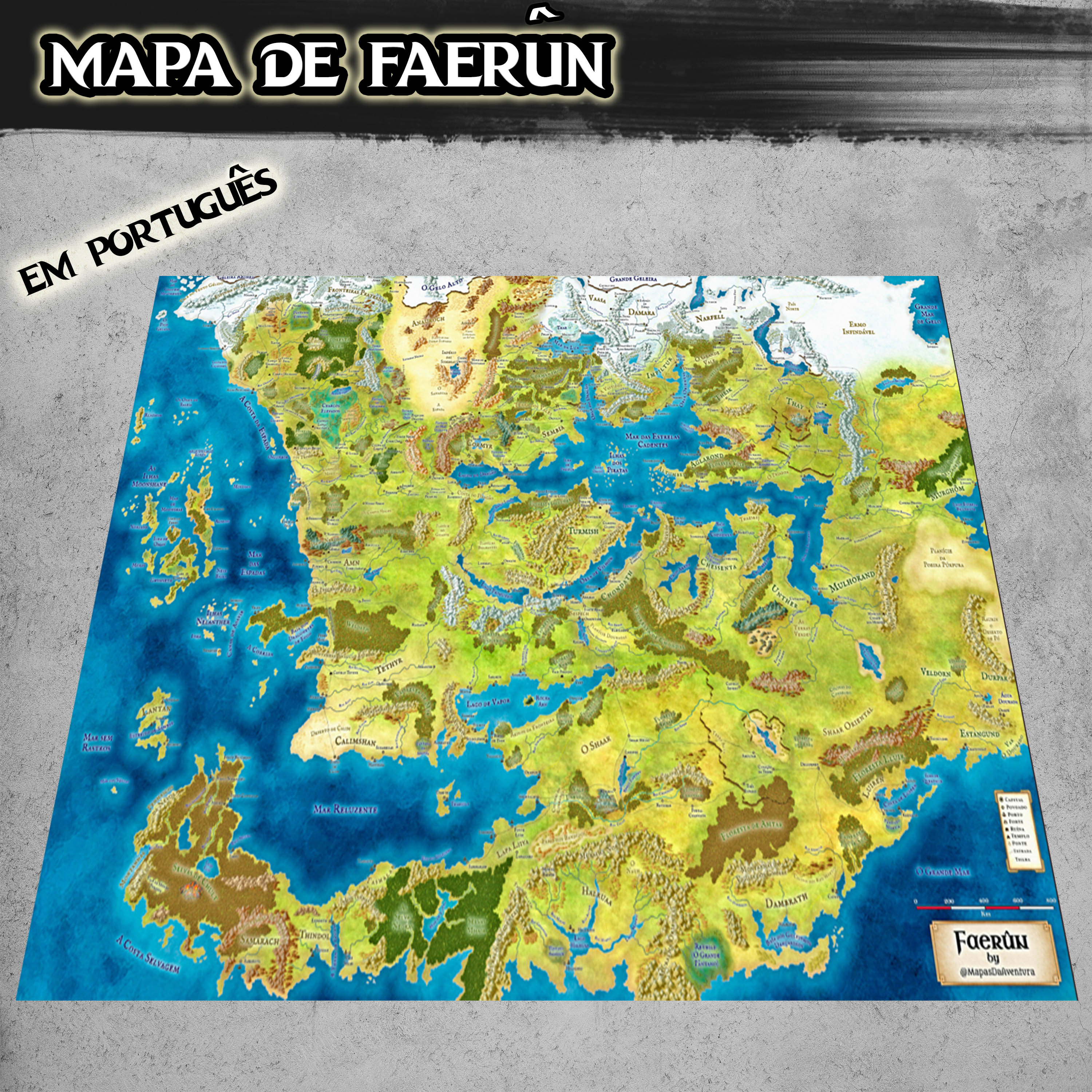 Mapa Faerûm Gigante em Tecido