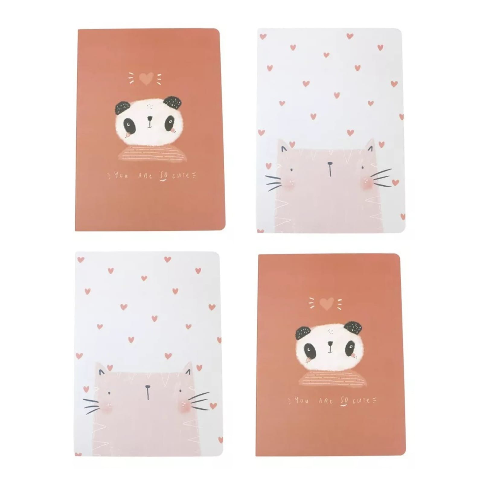 Caderno de Brochura Capa Flexível Pautado Panda ou Gato