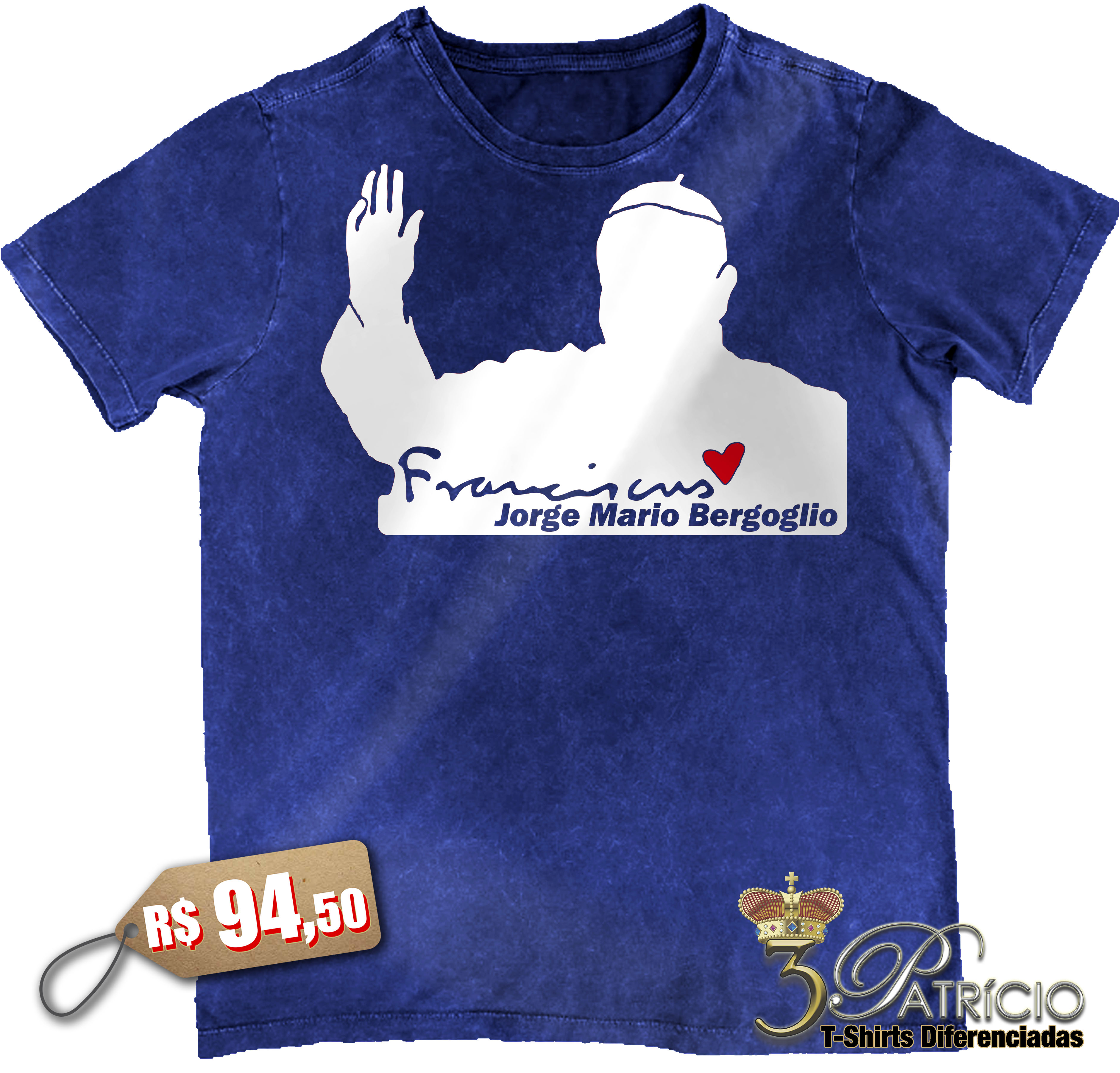 Camiseta Papa Francisco em 100% Algodão Premium Marmorizado