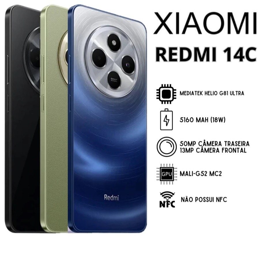 Xiaomi Redmi 14c 4G 128gb 4gb RAM Android 14 50mpx preto