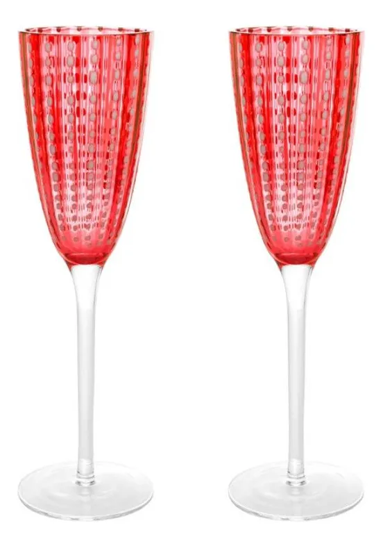 Jogo de Taças de Vidro Orquídea para Champanhe Vermelha 200 ml WOLLF-