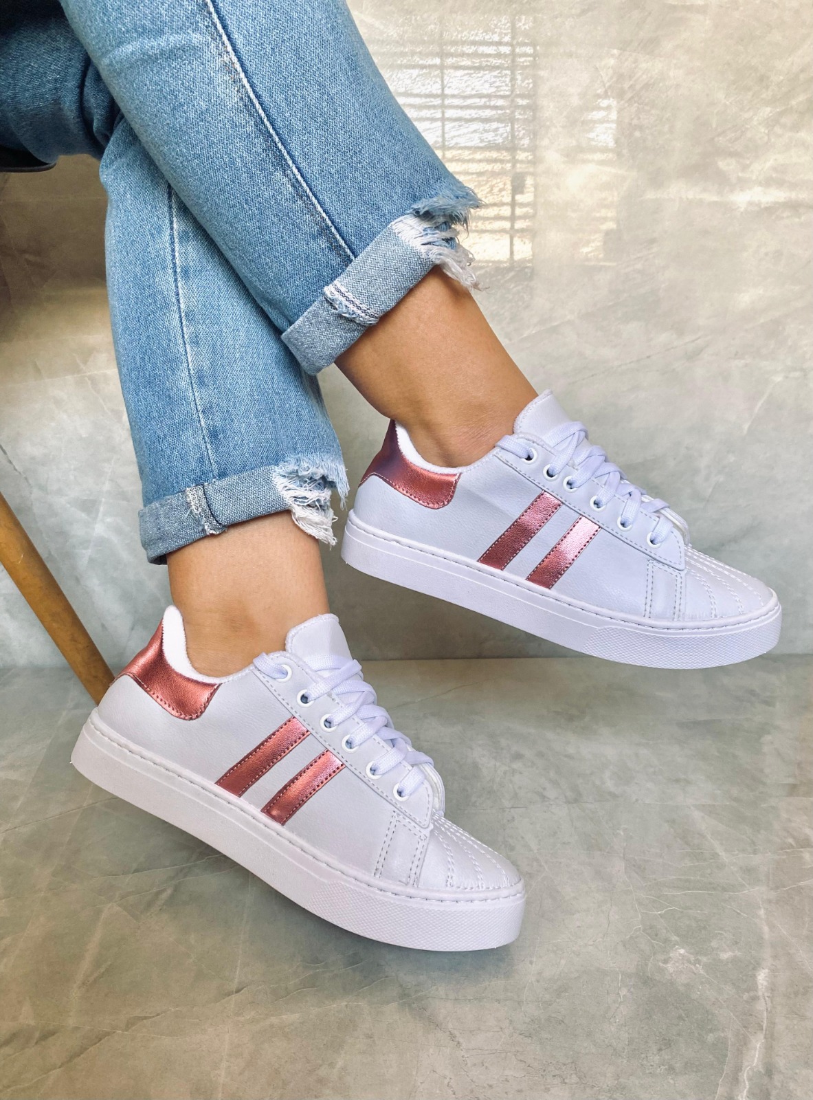 Tênis casual feminino 2 listra