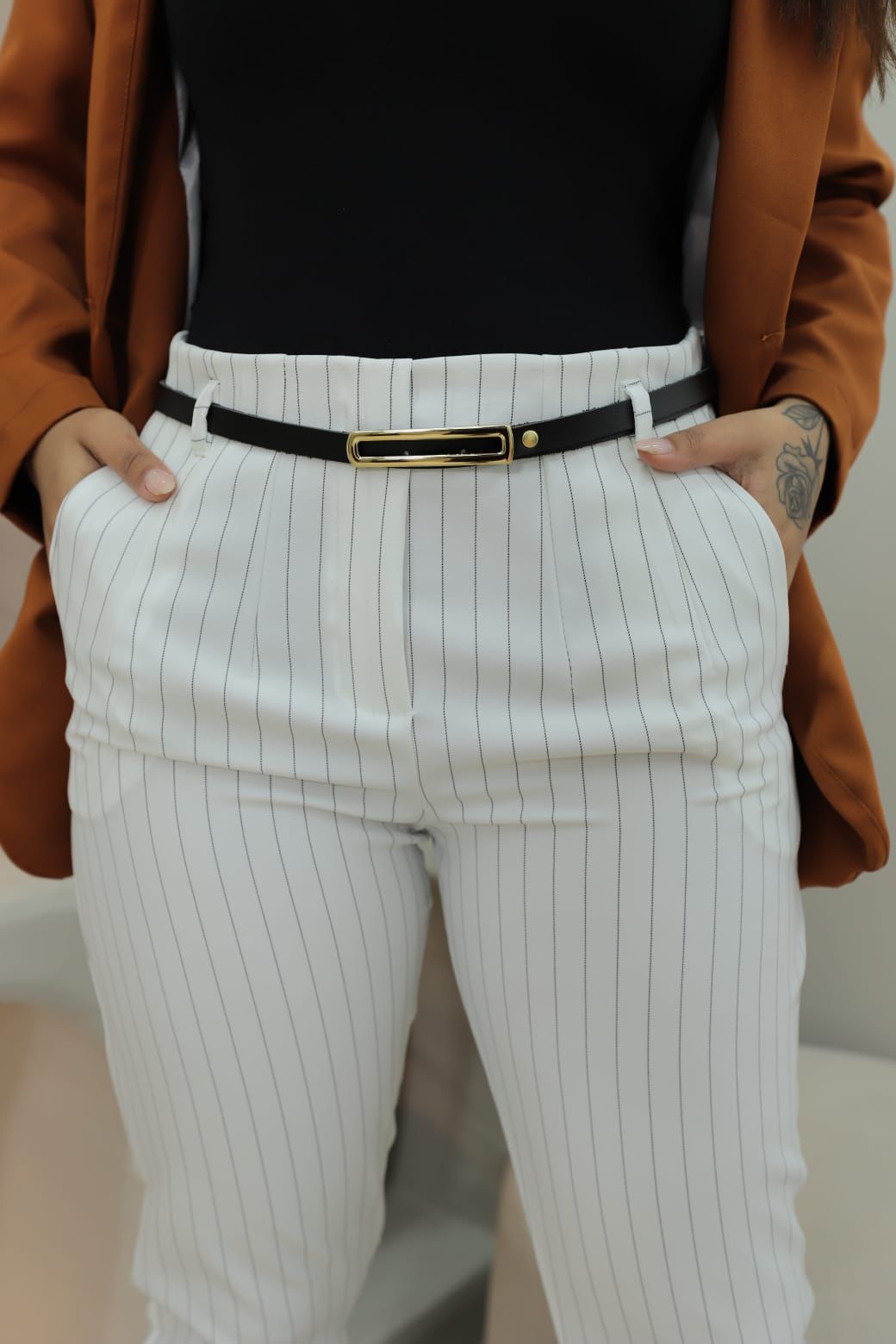 Calça alfaiataria listrada