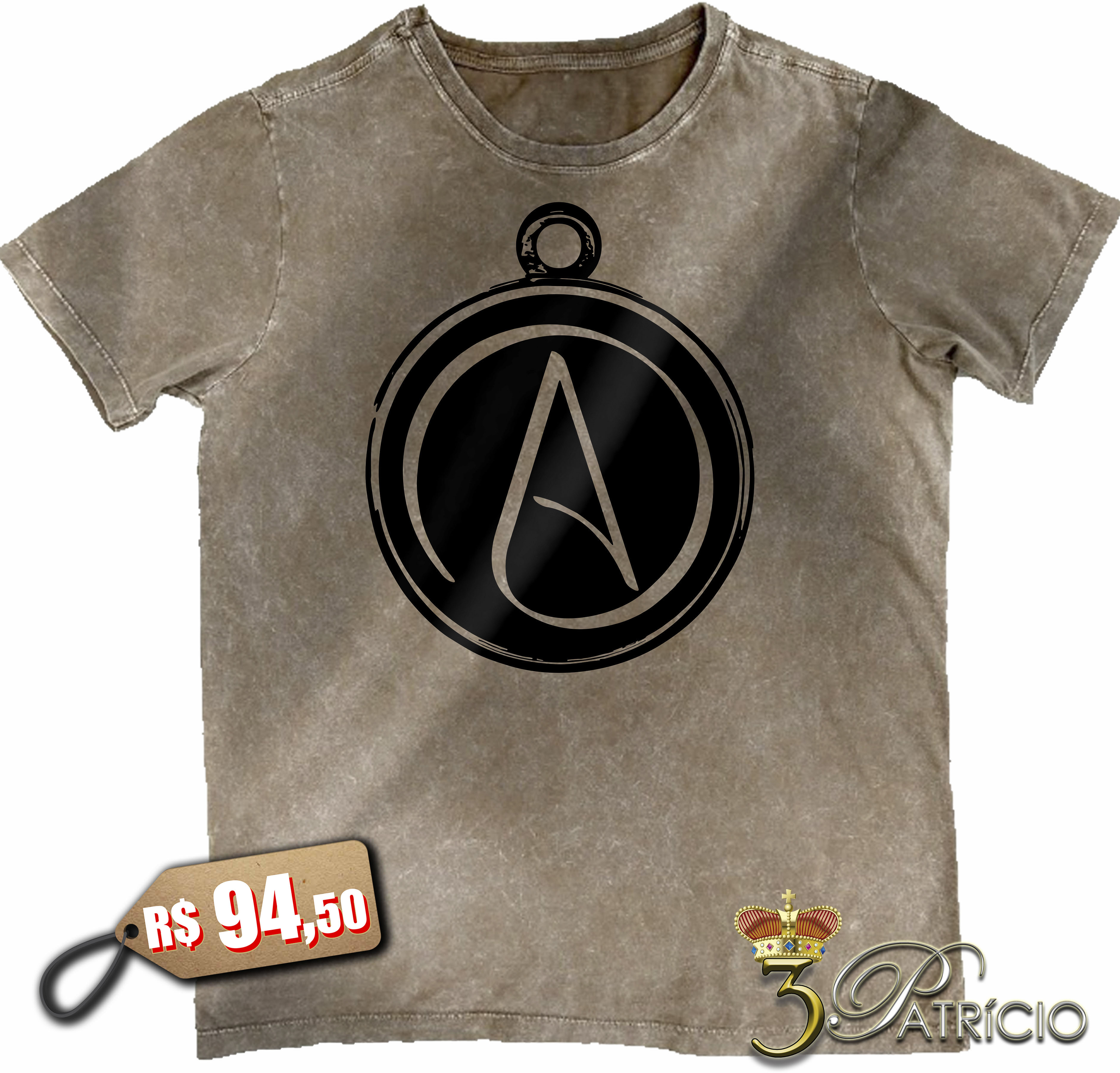 Camiseta Ateu em 100% Algodão Premium Marmorizado