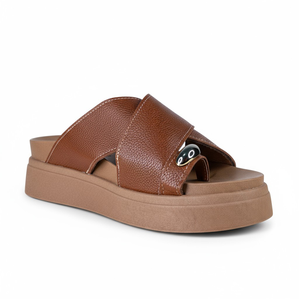 Sandália Papete Feminina Detalhe Metalizado Caramelo M565711