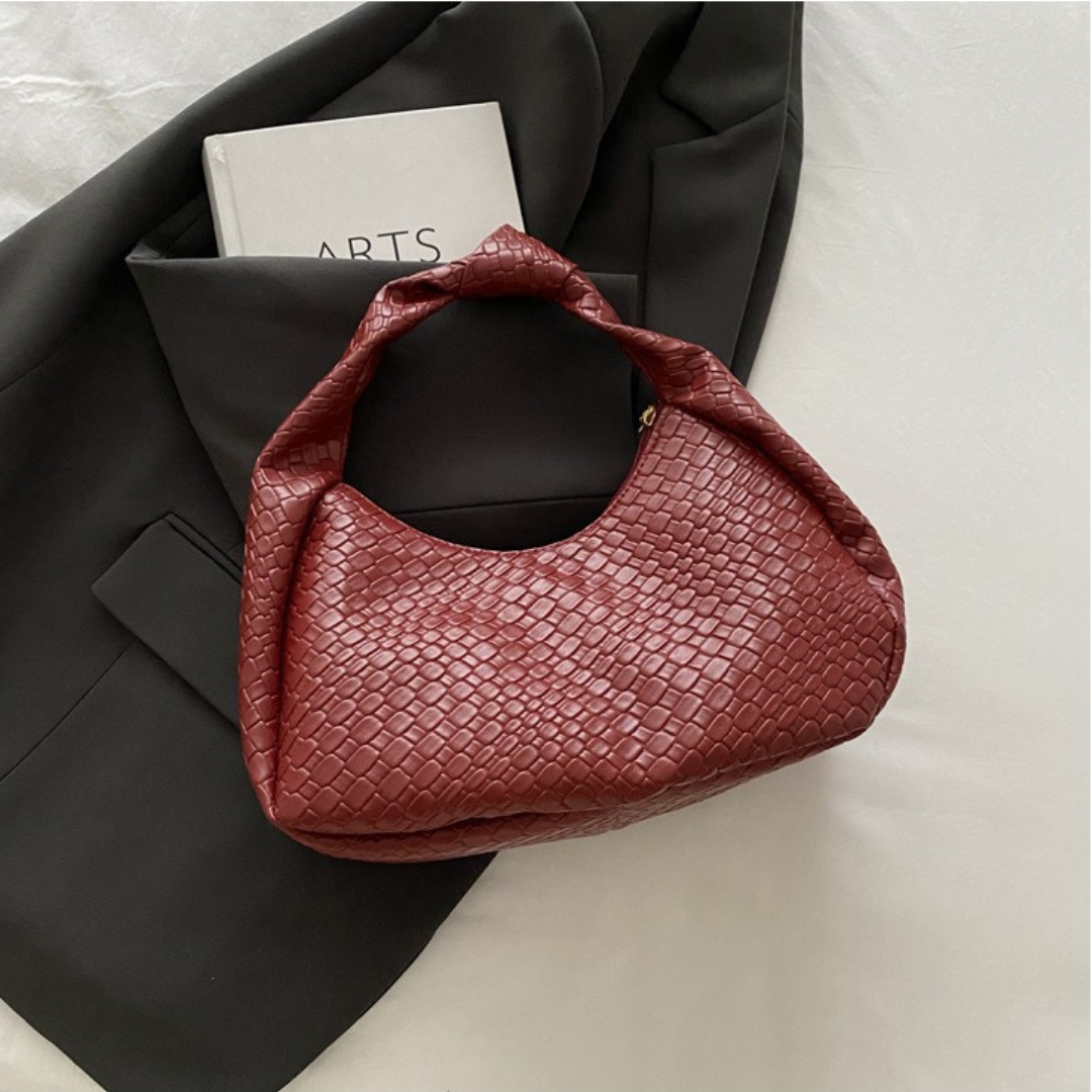 Bolsa Hobo com Efeito Couro Croco | Vermelha