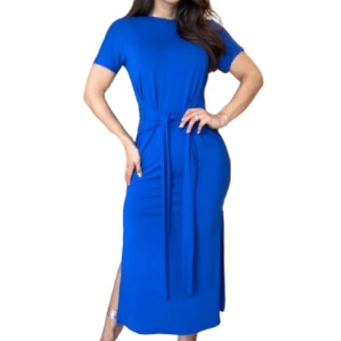 Vestido Midi Amarração Abertura Colorido