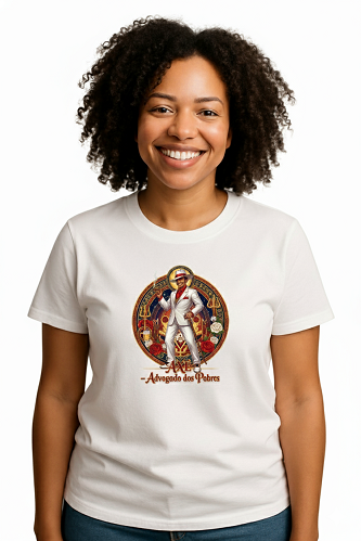 Camiseta Tradicional, Gola Redonda, Casual com Estampa Zé Pelintra