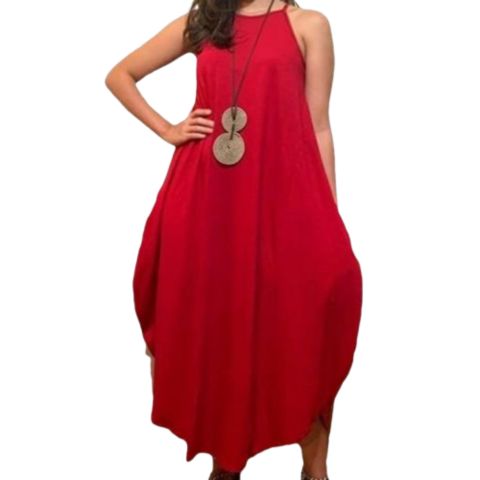 Vestido Midi Alcinha com Barra Arredondado