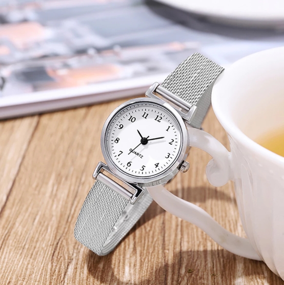 Relógio Minimalista De Seul , Faixa Retrô Escovada Para Mulheres Que Trabalham , Datas De Café K-Fashion