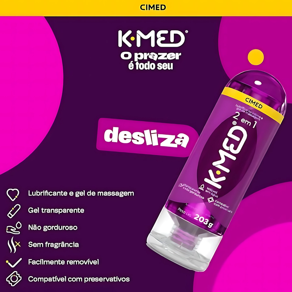 K-Med 2 em 1 Lubrificante Íntimo 203g - Hidratação e Lubrificação Intensa