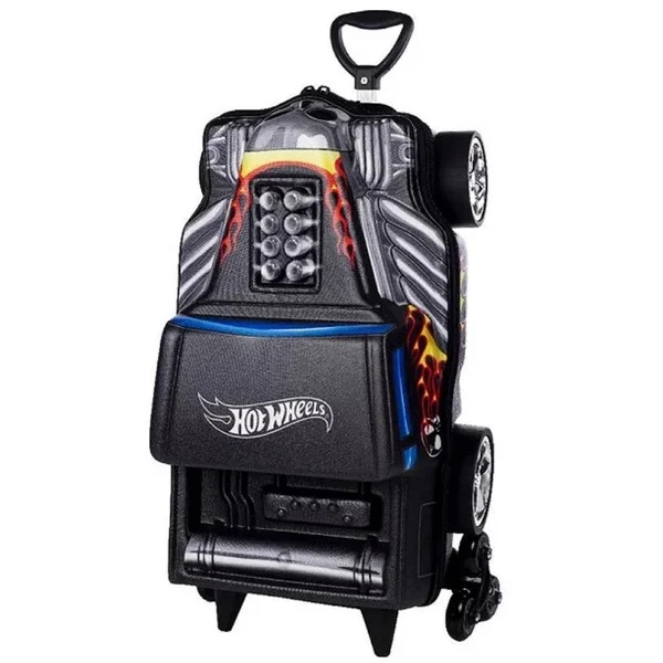 Mochila Escolar 3 Rodinhas Hot Wheels Bone Shaker Monster