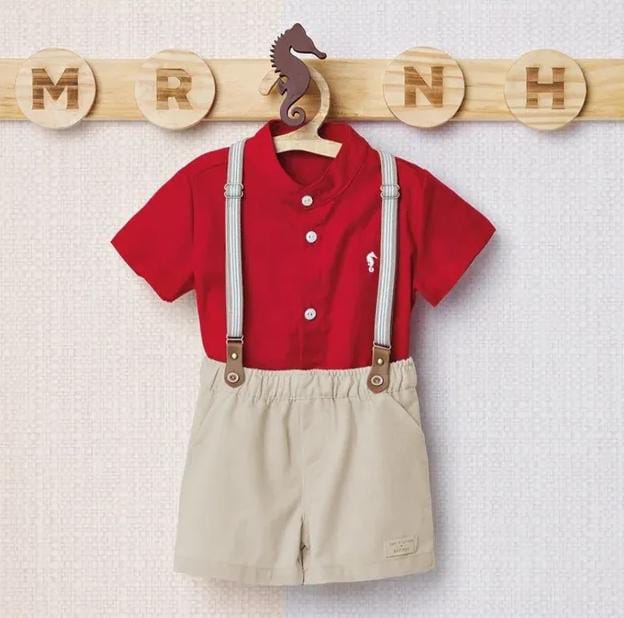 Conjunto com Suspensório Onda Marinha