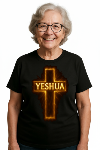 Camiseta Tradicional, Gola Redonda, Casual com Estampa Yeshua Cruz