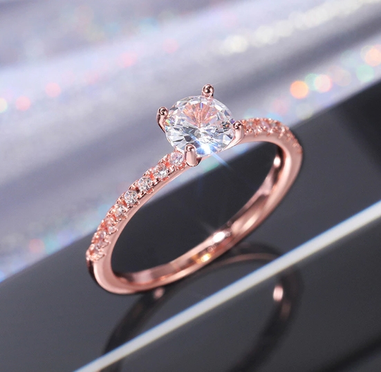 Anel Feminino De Prata Esterlina S925 Com Zircônia