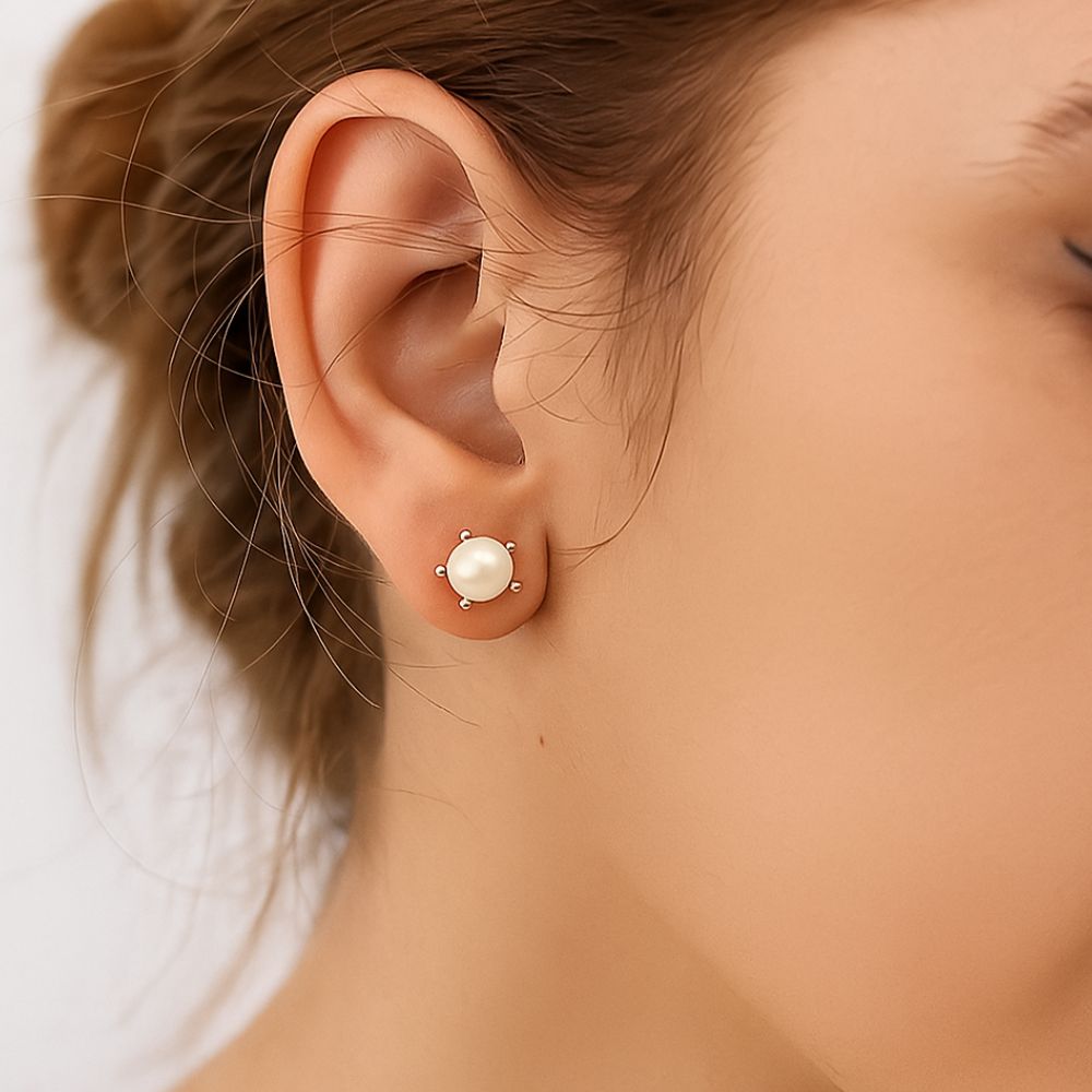 Brinco Pérola de Água Doce com garrinhas em Prata 925