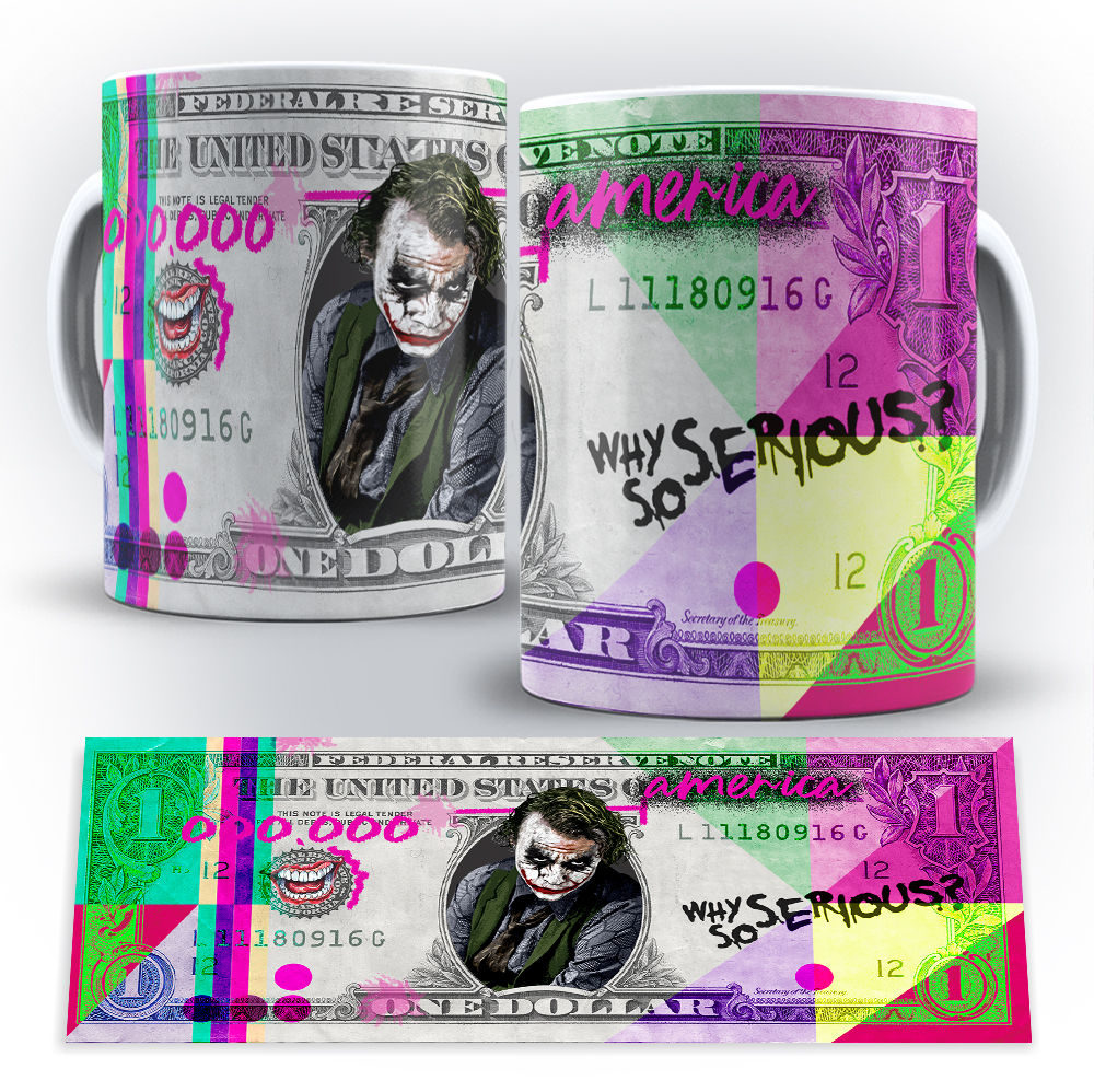 Caneca Dollar - 4 personagens - cerâmica 325 ml