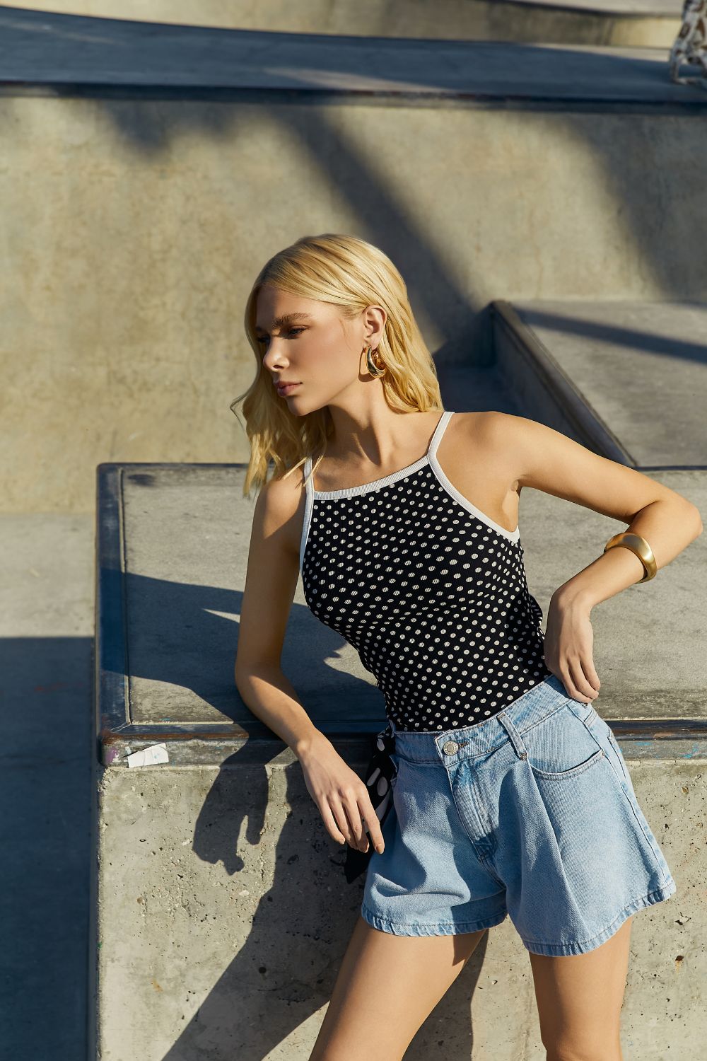 BLUSA RIB LACINHO NAS COSTAS ESTAMPA POÁ