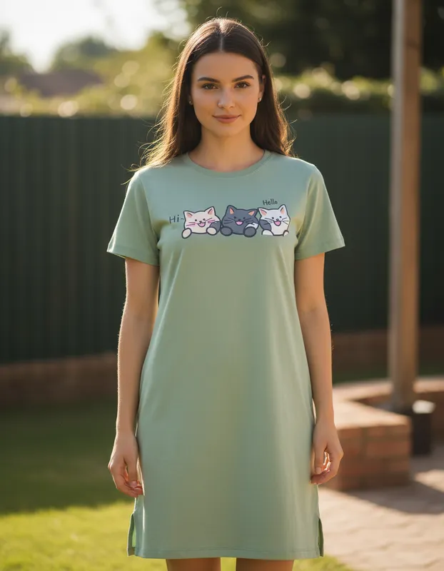 Vestido Algodão Gatinhos