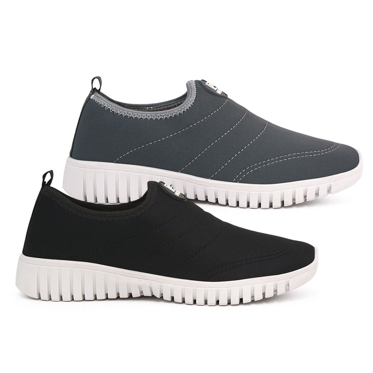 KIT 2 PARES TÊNIS MEIA NO PÉ CINZA/ PRETO