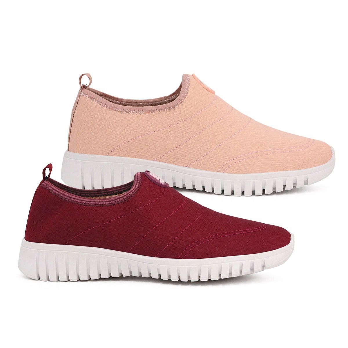 KIT 2 PARES TÊNIS MEIA NO PÉ ROSA/ BORDO