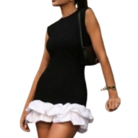 Vestido Curto Balonê Elegante Estampa Lisa