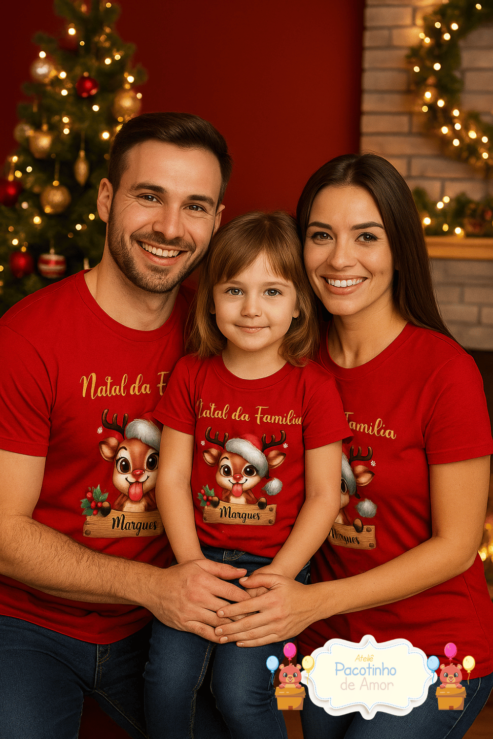 Kit Natal da Família cor verde ou vermelho