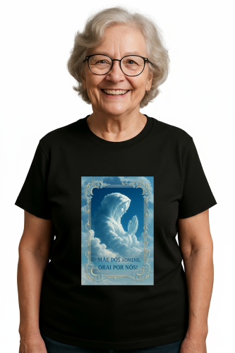 Camiseta Tradicional, Gola Redonda, Casual com Estampa Mãe dos Homens