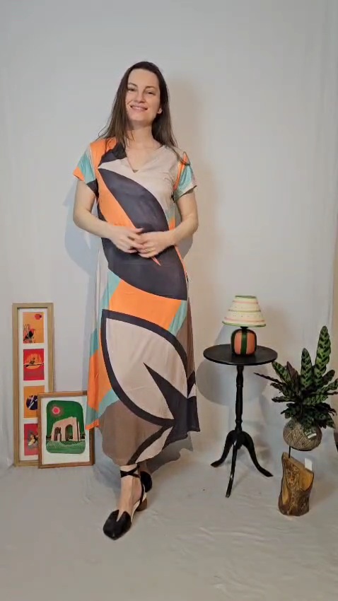 Vestido Longuete com manga curta